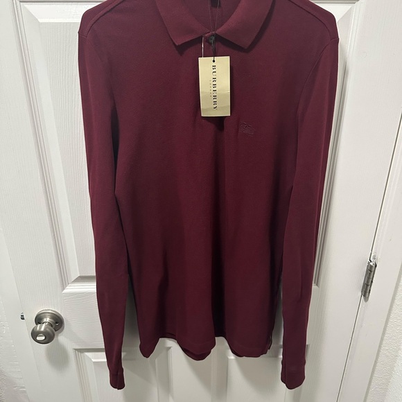 Burberry Red Polo Shirt Classic Design Soft Fabric - Picture 4 of 5